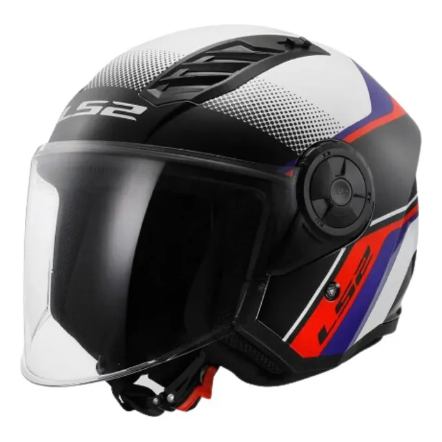 Casco Moto Ls2 Of616 Airflow 2 Rush Blanco Azul Rojo