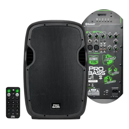 Caixa de som ativa Pro Bass Elevate 115 com bluetooth preto