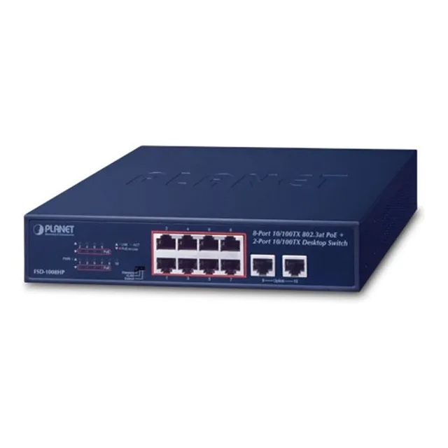 Switch No Administrable, 8 Puertos Poe 250m 2 Puertos Uplink