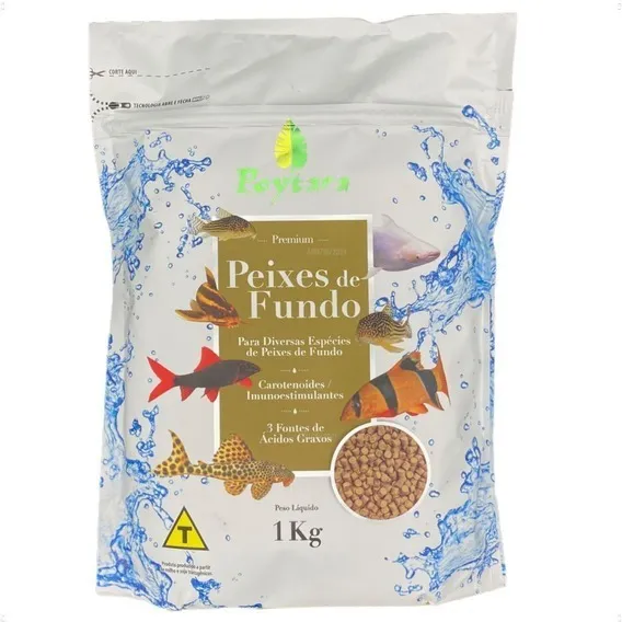Ração Peixe De Fundo Cascudo Botia Coridora Poytara 1kg Ração Peixe De Fundo Cascudo Botia Coridora Poytara 1kg