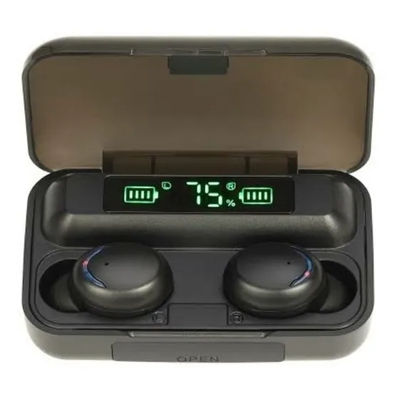 Auriculares in-ear gamer inalámbricos TWS F9-5 BTH-F9-5 negro con luz LED