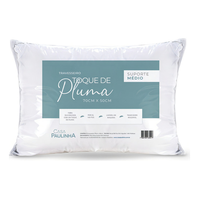 Travesseiro Toque Pluma 70x50 Médio Percal Algodão 180 Fios Cor Branco Travesseiro Toque Pluma 70x50 Médio Percal Algodão 180 Fios Cor Branco