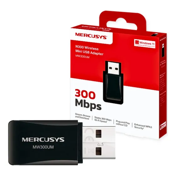 Mini Adaptador Usb Wi-fi Mercusys Mw300um 300mbps