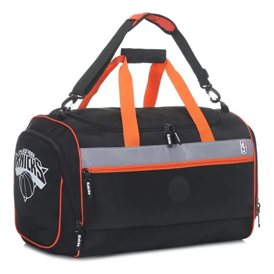 Bolso Deportivo Nba Basket Viaje Porta Botines Mediano Color Negro Y Naranja 16355 16354