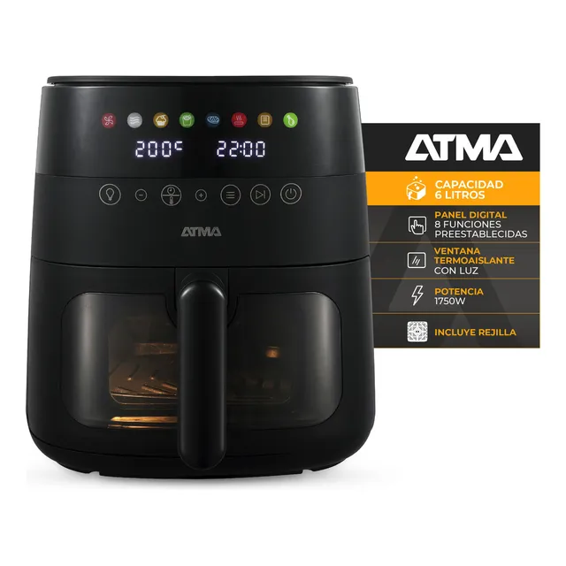 Freidora De Aire Atma Fr246abp 1750w 6 Litros Control Táctil Color Negro