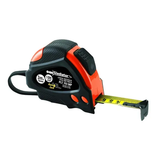 Cinta Metrica Doble Traba 3mts X 16mm Gladiador