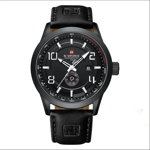 Reloj Naviforce Nf9229 B/gy/gy De Correa De Cuero Gris