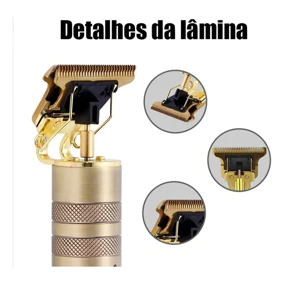 Maquina De Cortar Cabelo Barbear, Acabamento Ajustável Cor Dourado 127/220V