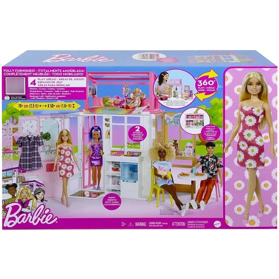 Barbie Casa Glam 360° Mattel 2 Pisos + Muñeca Y Accesorios