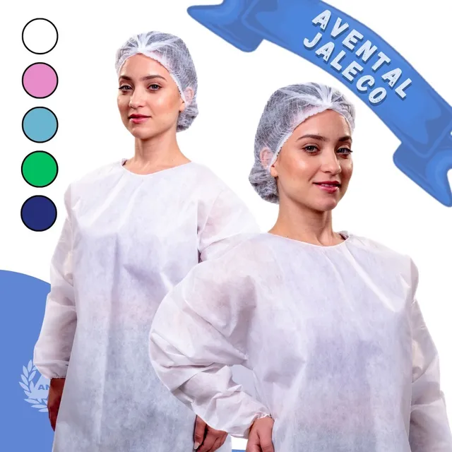 Jaleco Descartável 40g Manga Longa Com 4 Amarrações Com 10un