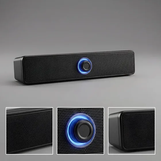 Soundbar 32 Cm Para Pc Caixa Barra De Som Slim Audio Speaker Preto