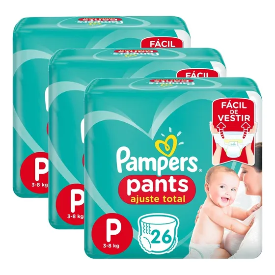 Kit 3 Pacotes Fraldas Pampers Pants P - 78 Fraldas