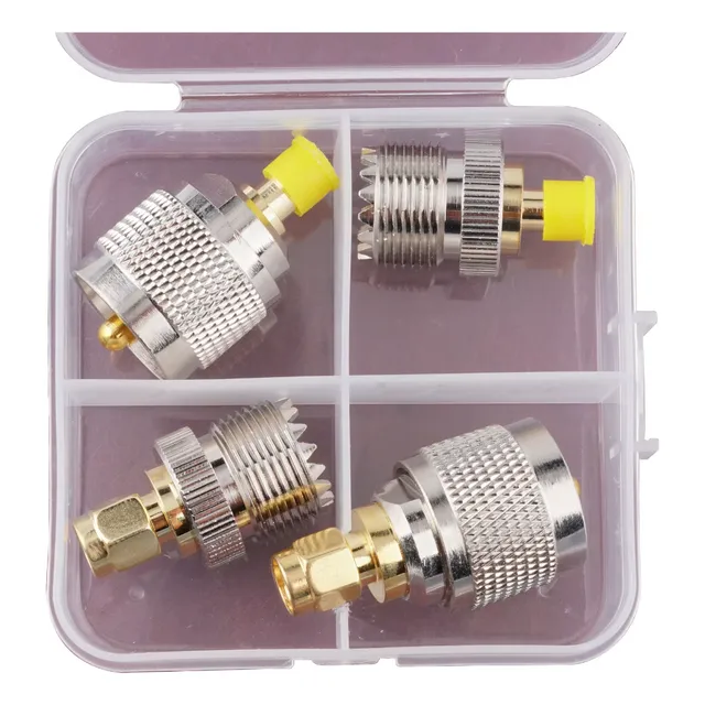 Kit De Conector Coaxial Rf Sma A Uhf - 4 Adaptadores Y Caja