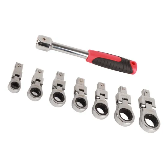 Chave Catraca Com Cabeça Flexível 180°, 8 Peças,