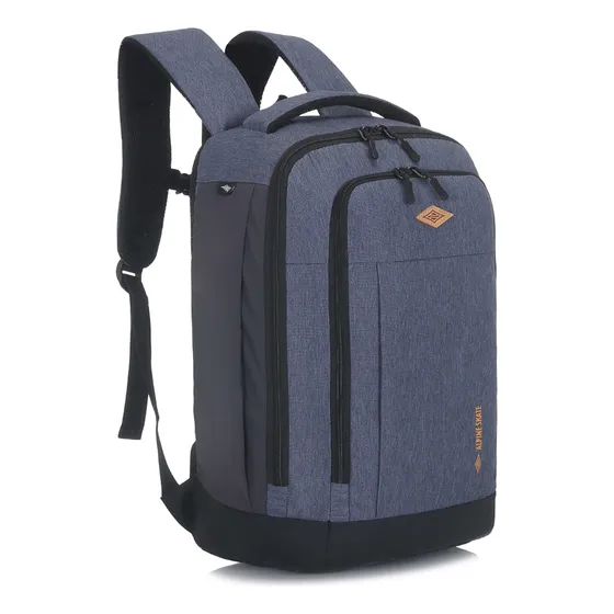 Mochila Porta Notebook Viaje Organizador Bolsillo Expansible Color Azul 16233 Diseño De La Tela Lisa