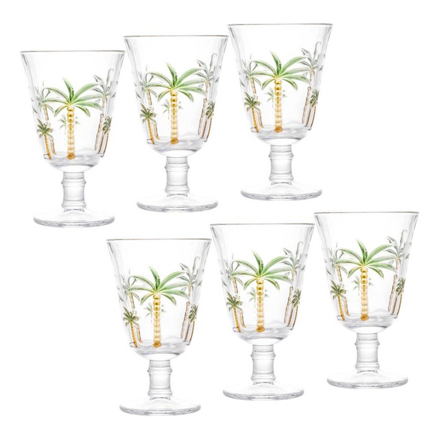 6 Taças De Cristal Verde 240ml Palm Hand Painting - Lyor 6 Taças De Cristal Verde 240ml Palm Hand Painting - Lyor