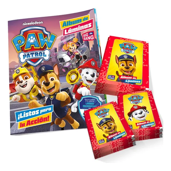Pack Álbum + 50 Sobres Paw Patrol ¡listos Para La Acción!