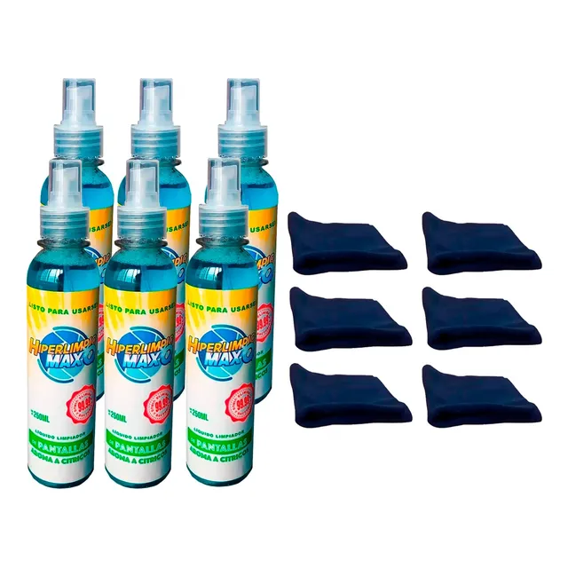Paquete 6 Limpiadores De Pantallas Hiperlimpio Max Q 250ml