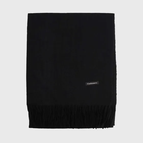 Bufanda Cashmere Peluda Unicolor Negro Lisa L