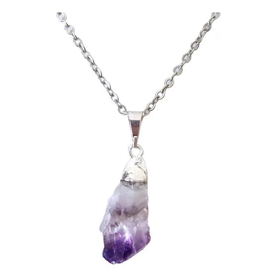 Collar Dije Electroplate Amatista / Tranquilidad Caja Regalo