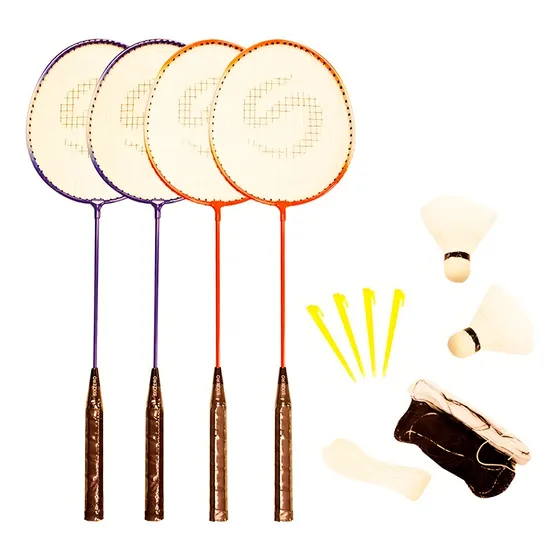 Juego Badminton Sixzero Kit 4 Raquetas + 2 Plumas + Funda + Red