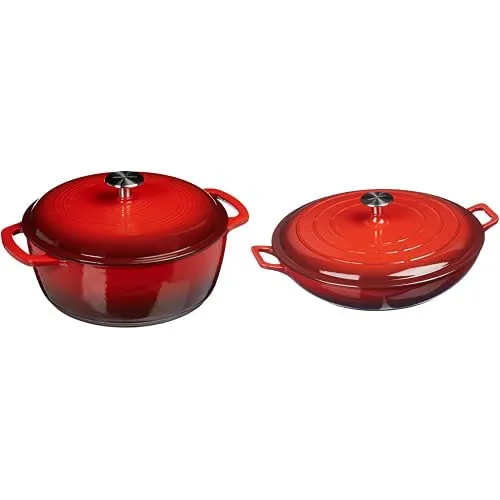 Basics Sarten Hierro Fundido Esmaltado 3.3 Cuarto Galon Rojo