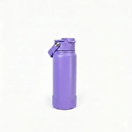 Garrafa Térmica Agua Inox 600ml Capinha Borracha Silicone Roxo