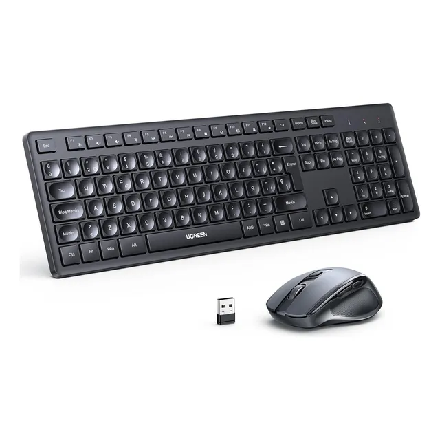Combo Ugreen Teclado Y Mouse Inalámbrico Español, Conexión Negro Español Latinoamérica