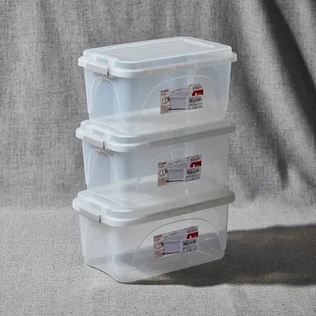 Kit 3 Caixa Organizadora 3 Litros Com Tampa Trava Multiuso Branco Lisa