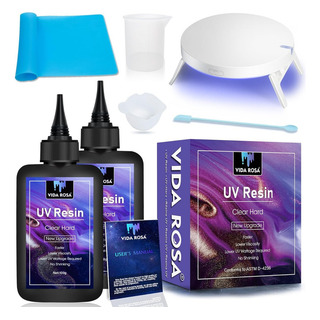 Kit De Resina Uv De 200 G Con Lámpara, Supertransparente Y D Kit De Resina Uv De 200 G Con Lámpara, Supertransparente Y D