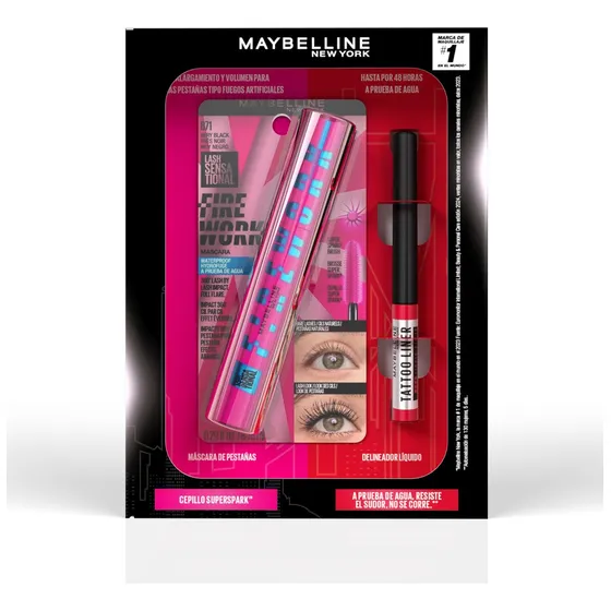 Pack Maybelline Firework Wtp + Delineador Líquido 48h Dip In Color Negro