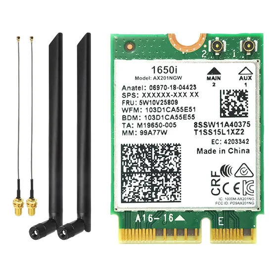 Placa Wifi 1650i Ax201ngw+antena 2x8db 3000mbps Wifi6 2,4g/5