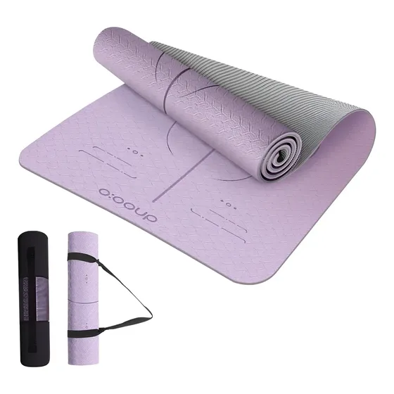 Mat De Yoga 6mm Eco Con Guías Doble Color + Bolso + Correa