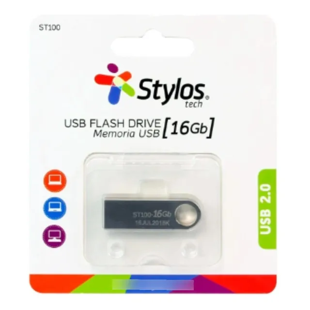 Kit 10 Memorias Usb Stylos 16gb 2.0 Metalica Plata Stmusb2b