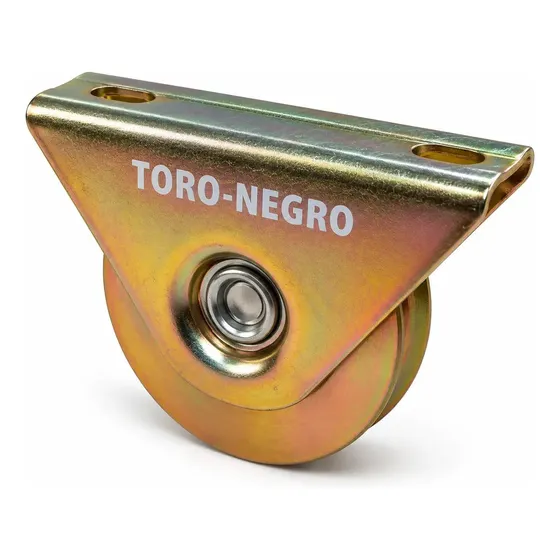 Rueda Para Portón Corredizo 100mm Toro Negro Base Placa Cerrada 10.2cm