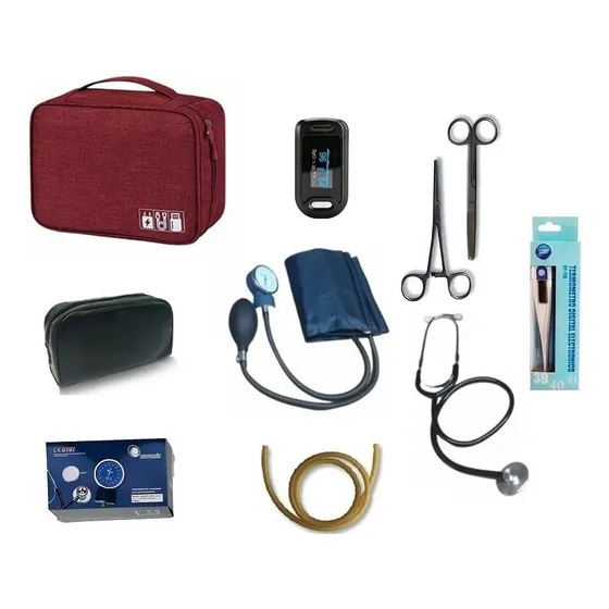 Kit Enfemeria Completo Con Oximetro Y Estuche Valija Colores