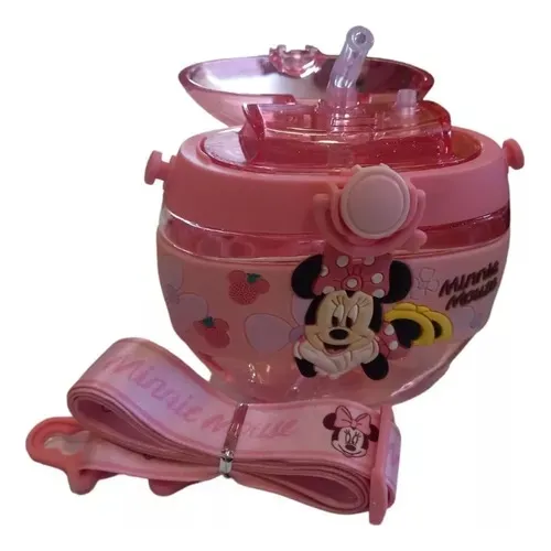 Botella Cantimplora Mickey Mouse Con Correa 380ml Kawaii