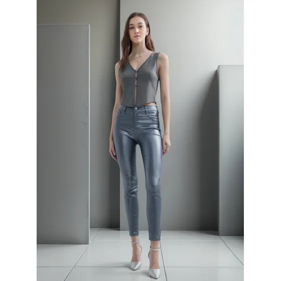 Pantalon Para Mujer Marca Seven Color Gris En Viscosa #2807