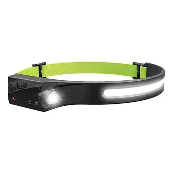 Linterna frontal LED recargable con sensor de cinta ajustable Cob