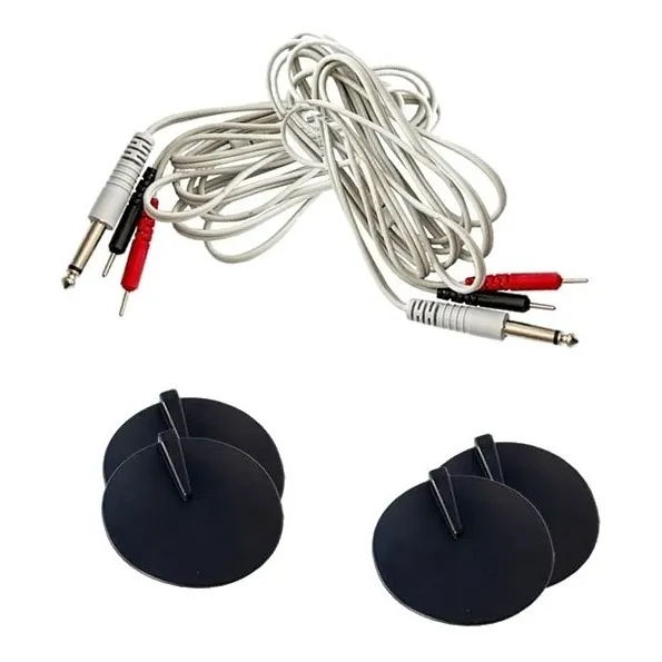 Kit 2 Cables + 4 Electrodos Equipos Meditea O Similar