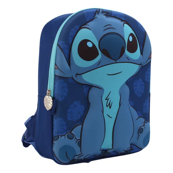 Mochila Escolar Face 3d Stitch Niños Niñas Color Azul