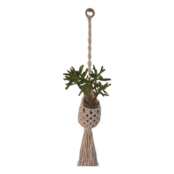 Portamaceta Colgante En Macramé Natural-verde-marrón Nido