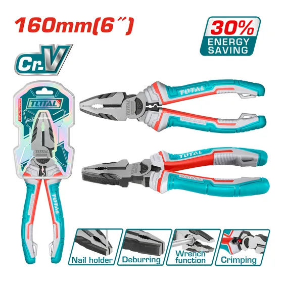 Alicate Electricista Industrial 160mm 6 Pulgadas Marca Total