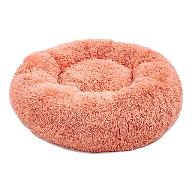 Cama Cucha Puff Redondo 60cm De Felpa P/ Mascotas Talle L