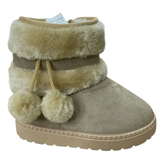 Botin Gamuzado C/pompones Para Niña Nuevo