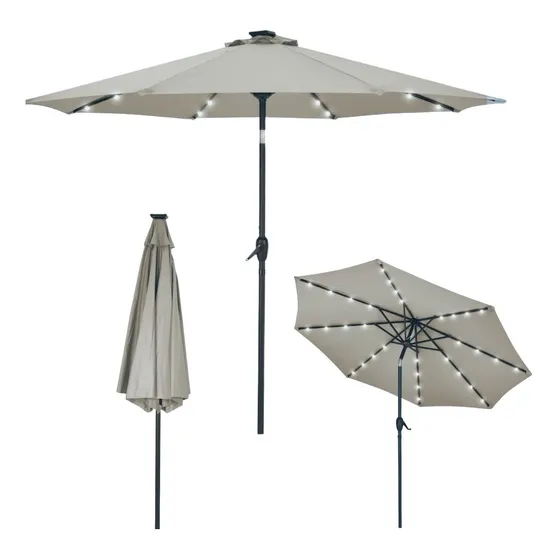 Sombrilla Kushiro SSK-4L Central 2,70 Mt Con Luz Led Con Manivela