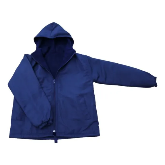 Campera Abrigo Canguro Colegio Niño Azul  Microfibra Y Polar
