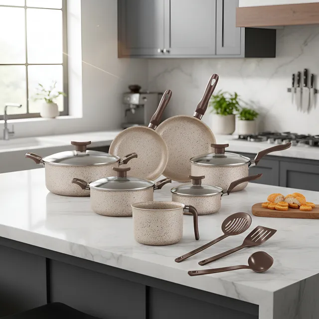 Conjunto De Panelas Antiaderente 10 Peças Coffee Cappuccino