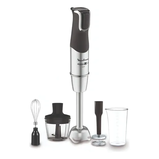 Mixer profesional 1200w Moulinex Infinyforce Pro 4 en 1. Cuchillas de acero Powelix XLife (2 veces mas duraderas y 30% mas rápidas). Función Turbo. Picador, emulsionador, Batidor y Vaso. Dd95hd10 | Cuotas sin interés
