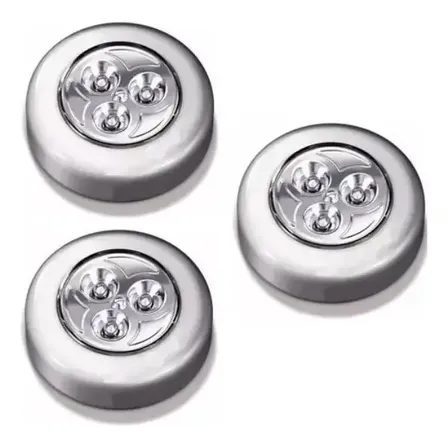 20 Luminárias Toque Sem Fio 3 Led A Pilha Com Fita Adesiva